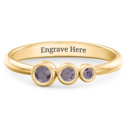 Generations 3-Stone Bezel Set Mother's Ring in 18K Gold Plated Silver with Alexandrite