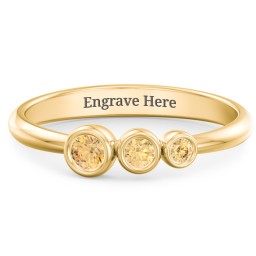 Generations 3-Stone Bezel Set Mother's Ring in 18K Gold Plated Silver with Citrine