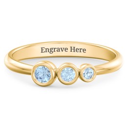 Generations 3-Stone Bezel Set Mother's Ring in 18K Gold Plated Silver with Blue Topaz