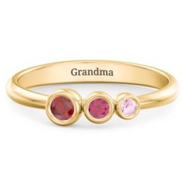 Generations 3-Stone Bezel Set Mother's Ring in 18K Gold Plated Silver with Garnet, Ruby, and Pink Tourmaline