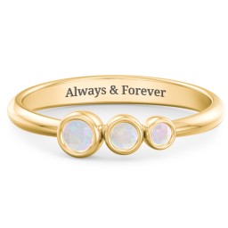 Generations 3-Stone Bezel Set Mother's Ring in 18K Gold Plated Silver with Opal