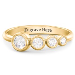 Generations 4-Stone Bezel Set Mother's Ring in 18K Gold Plated Silver with White Sapphire and Cubic Zirconia