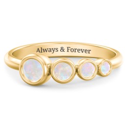 Generations 4-Stone Bezel Set Mother's Ring in 18K Gold Plated Silver with Opal