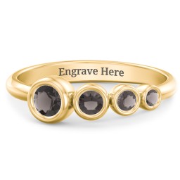 Generations 4-Stone Bezel Set Mother's Ring in 18K Gold Plated Silver with Smokey Quartz