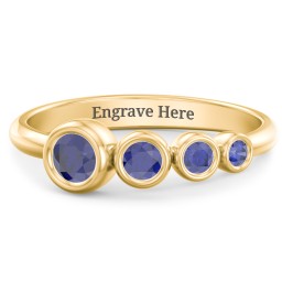 Generations 4-Stone Bezel Set Mother's Ring in 18K Gold Plated Silver with Blue Sapphire