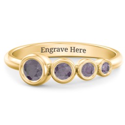 Generations 4-Stone Bezel Set Mother's Ring in 18K Gold Plated Silver with Alexandrite