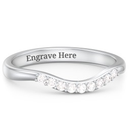 Curved Wedding Band With Accents