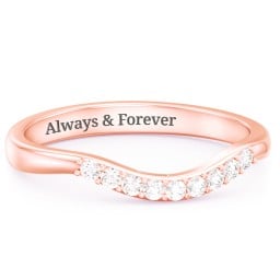 Curved Wedding Band With Accents