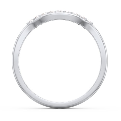 Curved Wedding Band With Accents – Sterling Silver with Lab Diamond