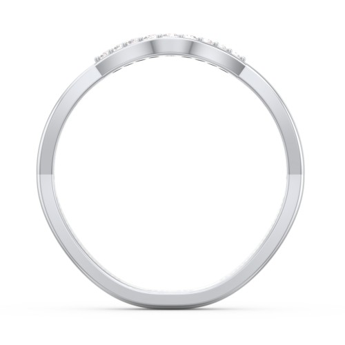 Deep-Curve Wedding Band With Accents – 10K White Gold with White Premium Zirconia