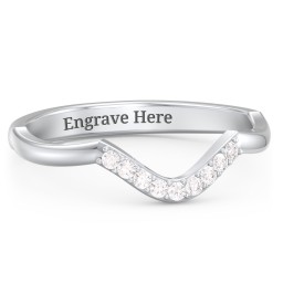 Deep-Curve Wedding Band With Accents in 925 Sterling Silver with White Premium Zirconia