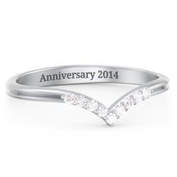 V-Band Wedding Ring With Accents