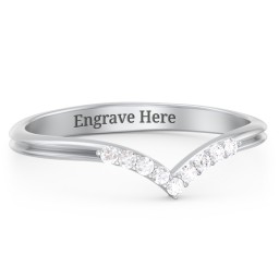 V-Band Wedding Ring With Accents