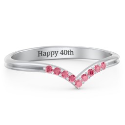 V-Band Wedding Ring With Accents