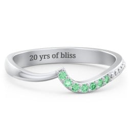 Curved Asymmetrical Wedding Band With Accents