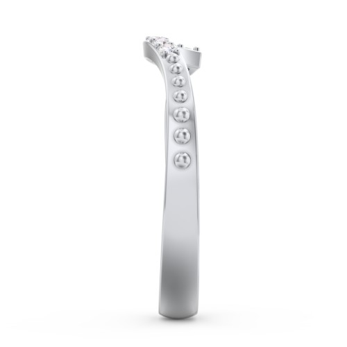 Curved Asymmetrical Wedding Band With Accents – 10K White Gold with White Premium Zirconia