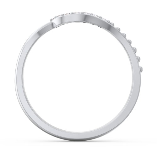 Curved Asymmetrical Wedding Band With Accents – 10K White Gold with White Premium Zirconia