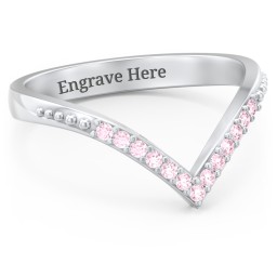 Deep-V Wedding Band With Milgrain And Accents