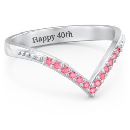 Deep-V Wedding Band With Milgrain And Accents