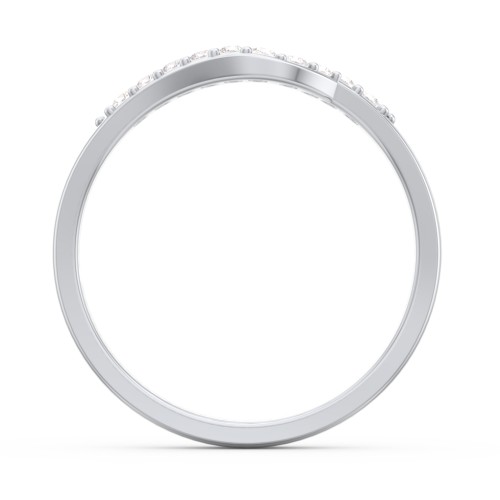 Curved Asymmetrical Wedding Band With Accents – Sterling Silver with Diamond