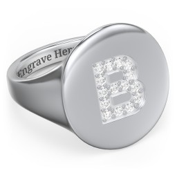 Pavé Initial Signet Ring - B