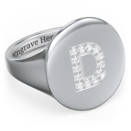 Pavé Initial Signet Ring - D