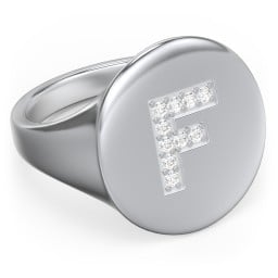 Pavé Initial Signet Ring - F