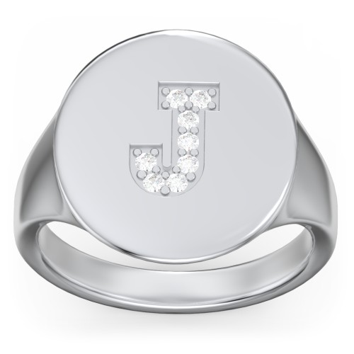 Pavé Initial Signet Ring - J