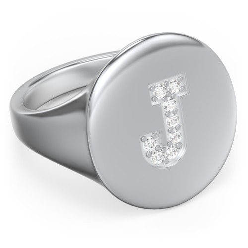 Pavé Initial Signet Ring - J