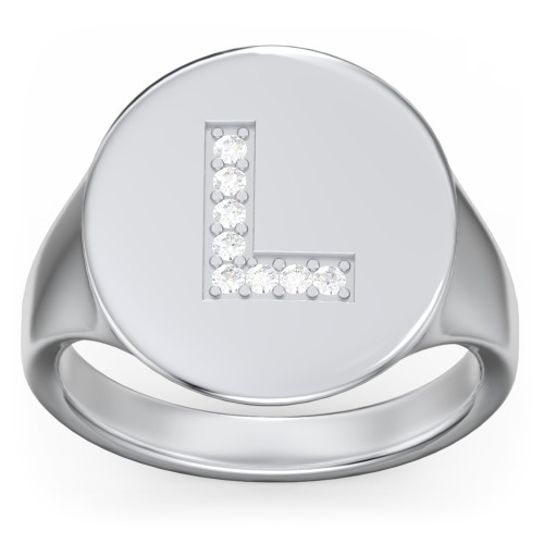 Pavé Initial Signet Ring - L
