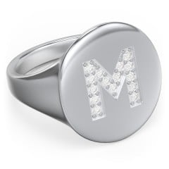 Pavé Initial Signet Ring - M