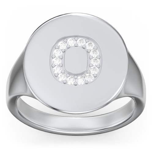 Pavé Initial Signet Ring - O