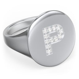 Pavé Initial Signet Ring - P