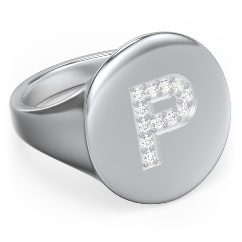 Pavé Initial Signet Ring - P