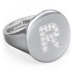 Pavé Initial Signet Ring - R
