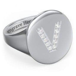 Pavé Initial Signet Ring - V