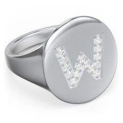 Pavé Initial Signet Ring - W