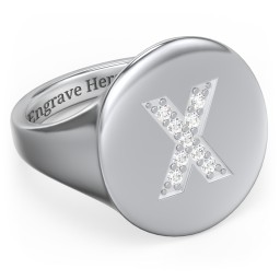 Pavé Initial Signet Ring - X