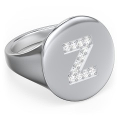 Pavé Initial Signet Ring - Z – Sterling Silver with White Premium Zirconia