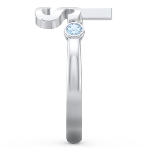 Double Initial Open Cuff Ring with Birthstones