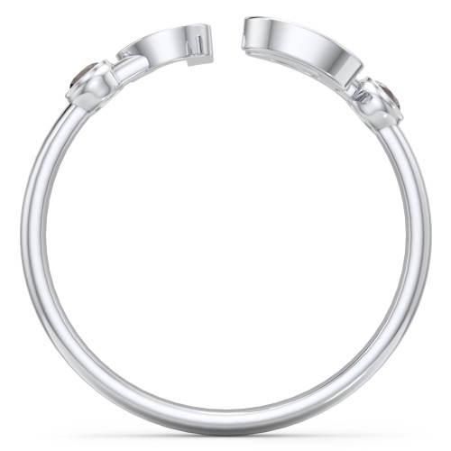 Double Initial Open Cuff Ring with Birthstones