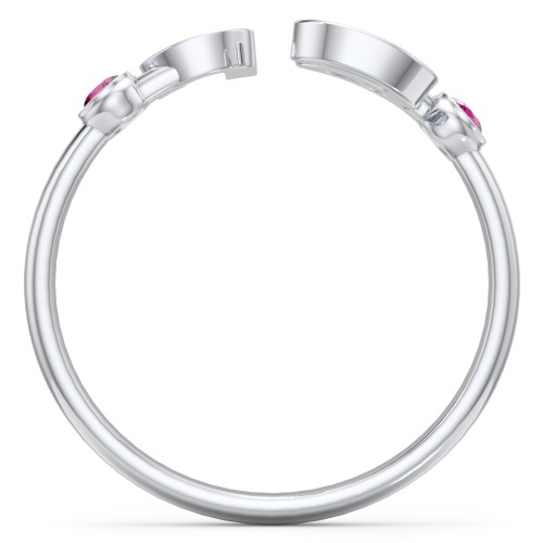 Double Initial Open Cuff Ring with Birthstones