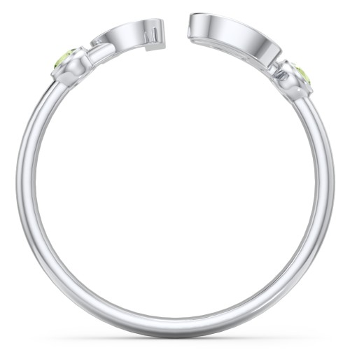 Double Initial Open Cuff Ring with Birthstones