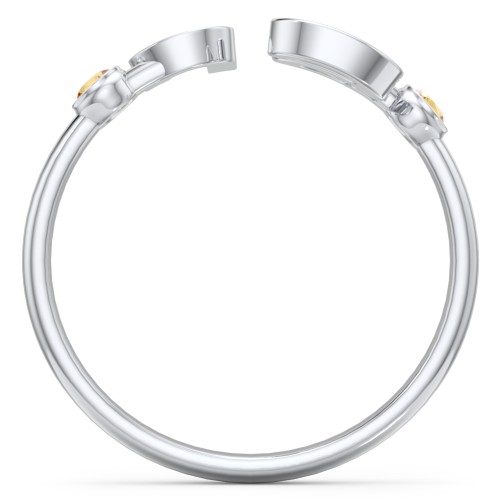 Double Initial Open Cuff Ring with Birthstones