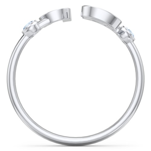 Double Initial Open Cuff Ring with Birthstones