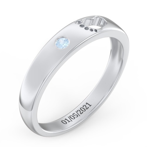Baby Footprint Cutout Band with Birthstone