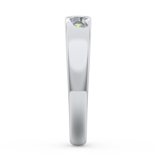 Baby Footprint Cutout Band with Birthstone – Sterling Silver with Peridot