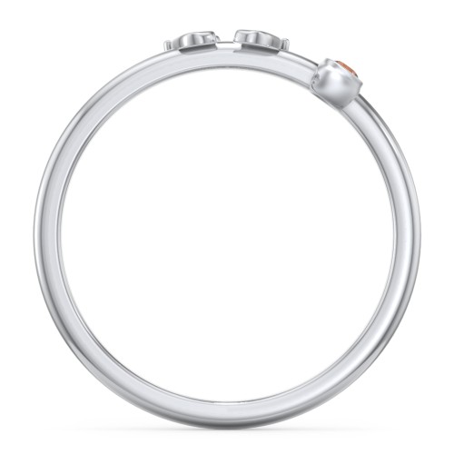 Dainty Baby Feet Ring with Birthstone – Sterling Silver with Garnet