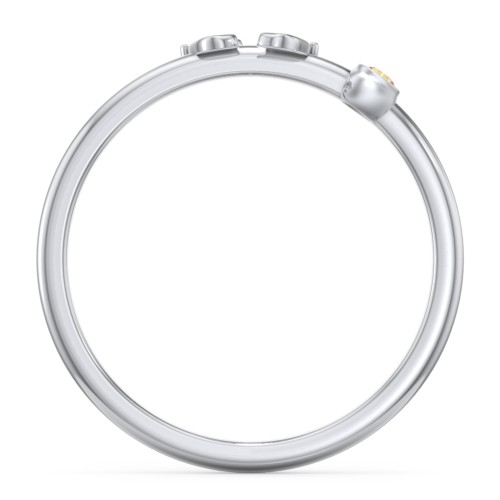 Dainty Baby Feet Ring with Birthstone – Sterling Silver with Citrine
