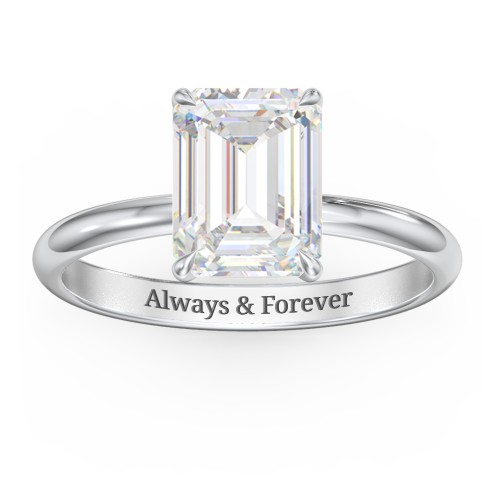 3 ct. (9x7mm) Emerald-Cut Solitaire Moissanite Engagement Ring – 10K White Gold with Moissanite